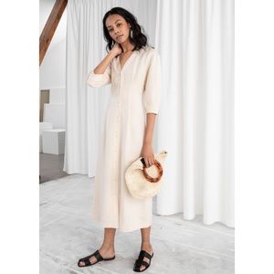& Other Stories Linen Blend Midi Dress